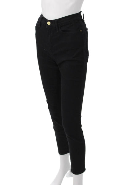 Frame Womens Ankle Skinny Black Jeans High Rise Button Fly Size 28