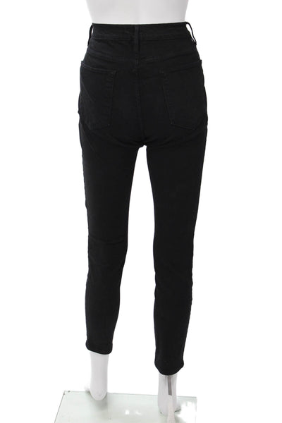 Frame Womens Ankle Skinny Black Jeans High Rise Button Fly Size 28