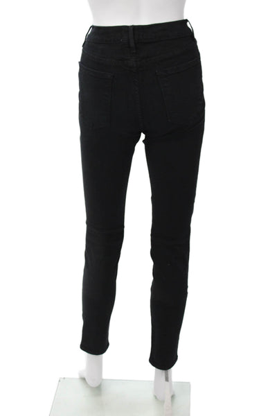 Frame Denim Womens Skinny Ankle Jeans Black High Rise Button Size 29