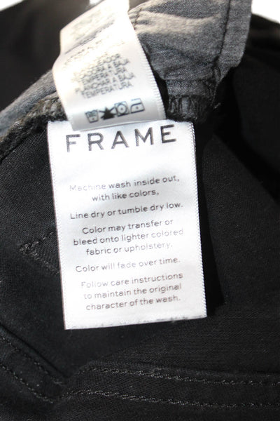 Frame Denim Womens Skinny Ankle Jeans Black High Rise Button Size 29