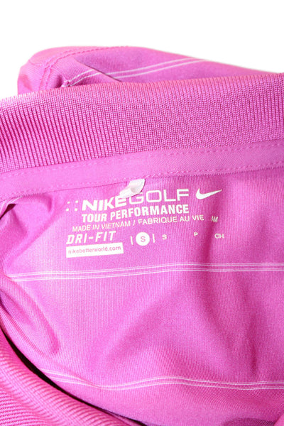 Nike Women Striped Pink Sleeveless Collared Polo Top Polyester Size S