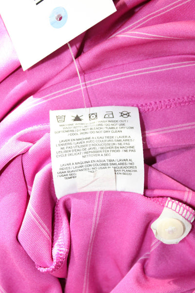 Nike Women Striped Pink Sleeveless Collared Polo Top Polyester Size S