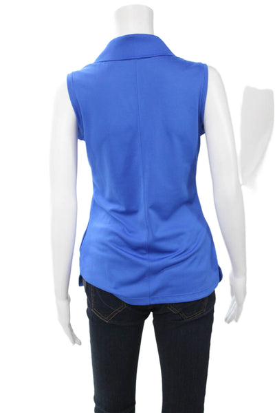 Nike Golf Women Basic Sleeveless Collared Polo Blue 100% Linen Size S