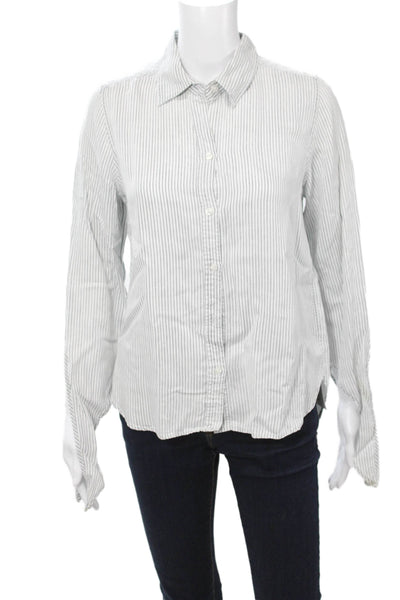 Rails Womens Striped Collared Long Sleeve Button Up White Lyocell Size XS