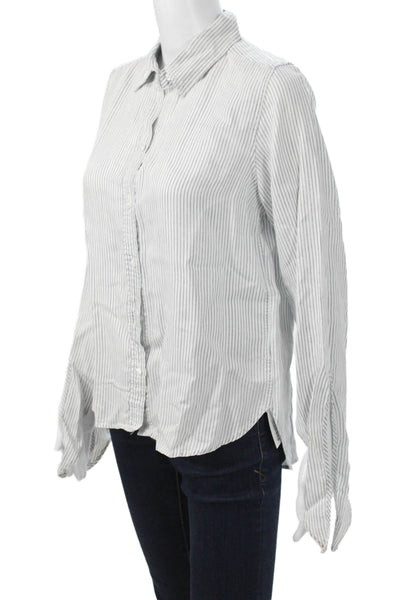 Rails Womens Striped Collared Long Sleeve Button Up White Lyocell Size XS
