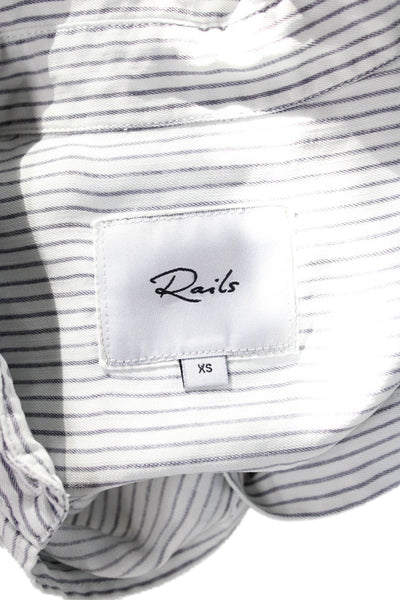 Rails Womens Striped Collared Long Sleeve Button Up White Lyocell Size XS