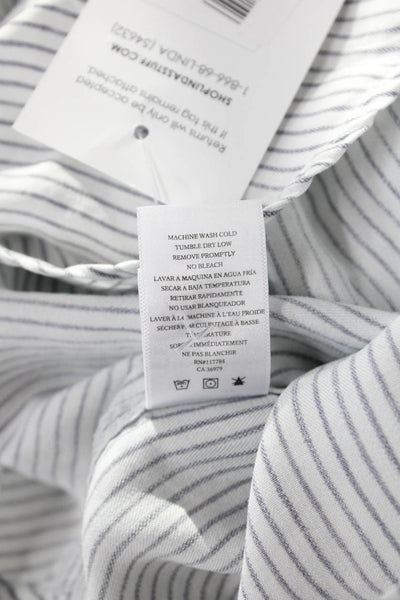 Rails Womens Striped Collared Long Sleeve Button Up White Lyocell Size XS