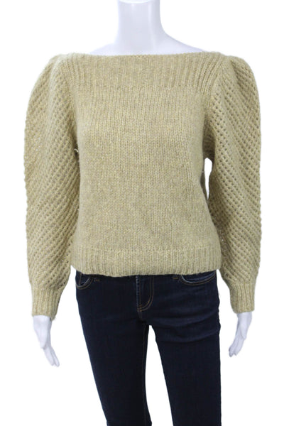 Love Shack Fancy Unisex Pullover Sweater Beige Baby Alpaca Long Sleeve Size S