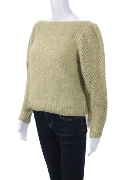 Love Shack Fancy Unisex Pullover Sweater Beige Baby Alpaca Long Sleeve Size S