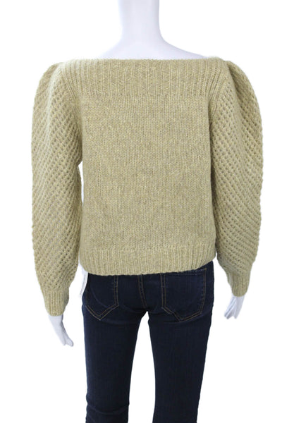 Love Shack Fancy Unisex Pullover Sweater Beige Baby Alpaca Long Sleeve Size S