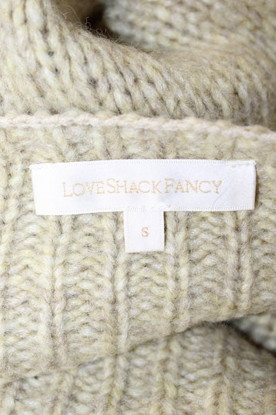 Love Shack Fancy Unisex Pullover Sweater Beige Baby Alpaca Long Sleeve Size S