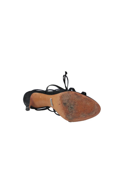 Schutz Womens Suede Strappy Sandals Heels Black Size 6.5B