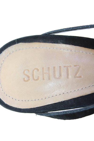 Schutz Womens Suede Strappy Sandals Heels Black Size 6.5B