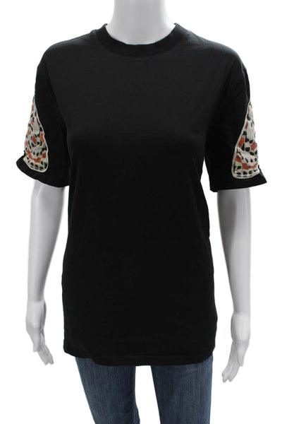 Givenchy Women Basic Animal Print T-Shirt Black Crew Neck Short Sleeve Size S