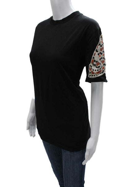 Givenchy Women Basic Animal Print T-Shirt Black Crew Neck Short Sleeve Size S