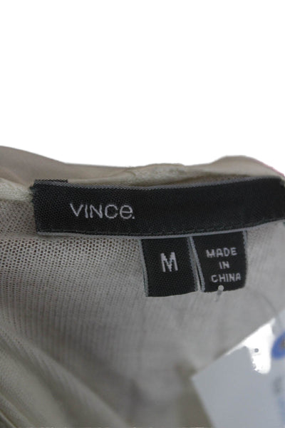 Vince Womens Silk Blend V Neck Long Sleeve Basic Blouse White Size M