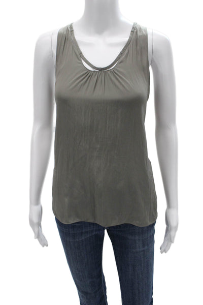 Ramy Brook Women Tank Basic Gray 100% Cotton Sleeveless Round Neck Size S