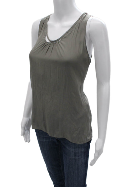 Ramy Brook Women Tank Basic Gray 100% Cotton Sleeveless Round Neck Size S