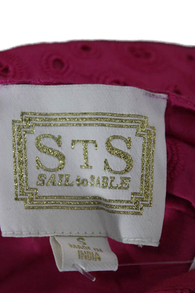 STS Sail To Sable Women Pink Geometric Sleeveless Round Neck Blouse Size S
