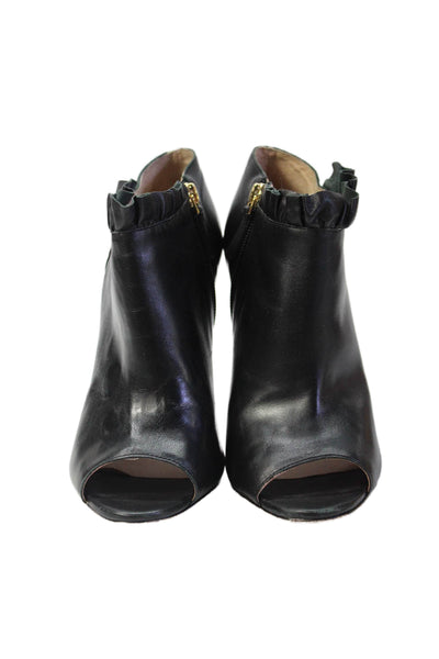 James Chan Womens Leather Open Toe Heels Black Size 9