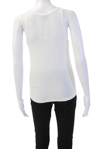 Theory Womens Basic White Sleeveless Tank Cotton Blend Round Neck Size M