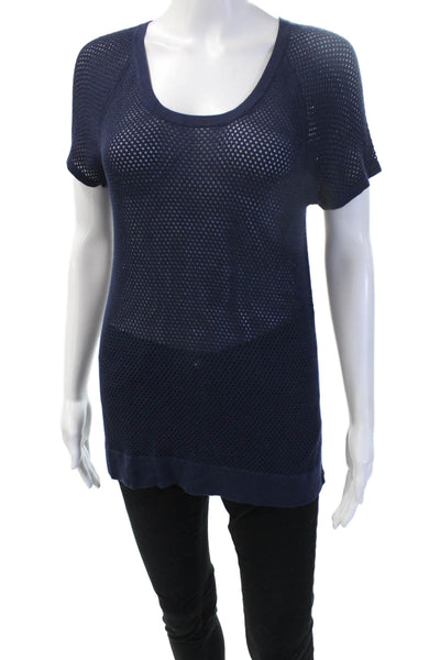 Rag & Bone Womens Dark Blue Viscose Round Neck Short Sleeve T-Shirt Size S