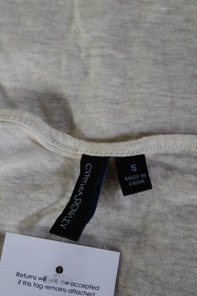 Cynthia Rowley Women Basic Sleeveless Tee Beige Cotton-Linen Size S