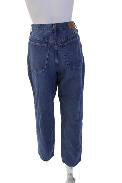 Madewell Unisex Cropped Straight Jeans Dark Blue High Waist Button Size 29