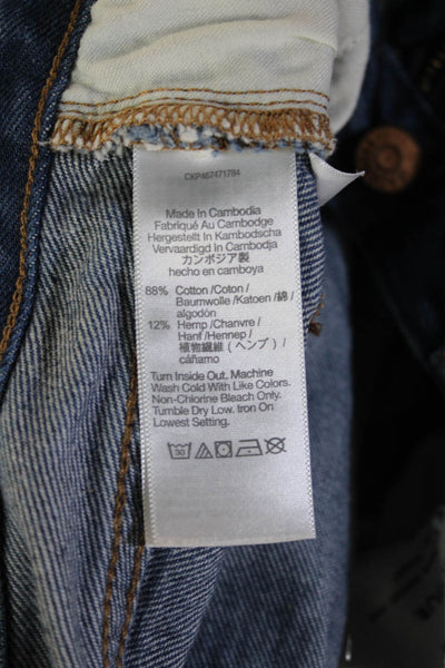 Madewell Unisex Cropped Straight Jeans Dark Blue High Waist Button Size 29
