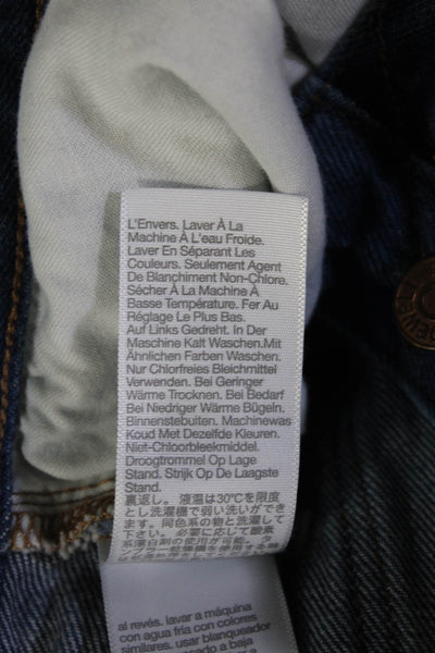Madewell Unisex Cropped Straight Jeans Dark Blue High Waist Button Size 29