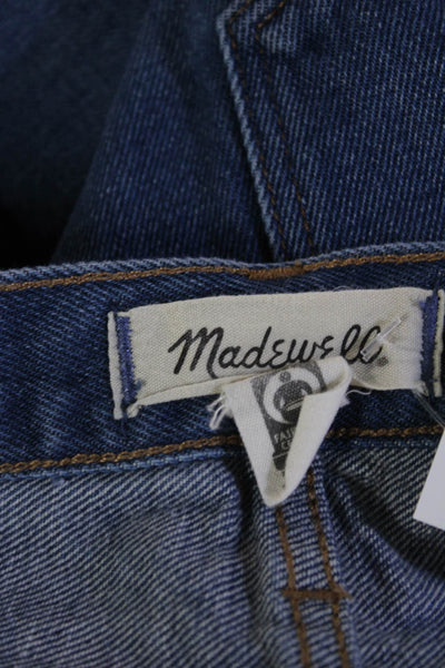 Madewell Unisex Cropped Straight Jeans Dark Blue High Waist Button Size 29
