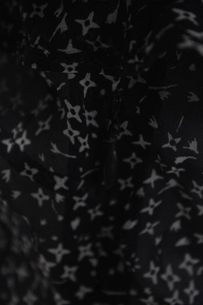 Club Monaco Women Black Silk V-Neck Geometric Star Sleeveless Blouse Size XS