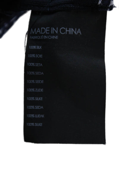 Club Monaco Women Black Silk V-Neck Geometric Star Sleeveless Blouse Size XS