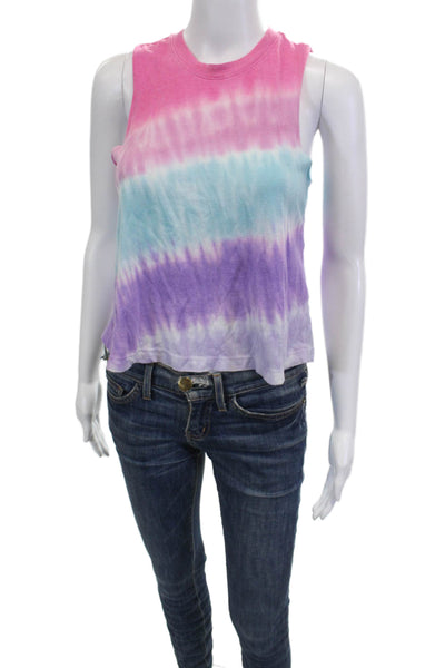 Spiritual Gangster Women Cropped Tank Pink Button Sleeveless Size S