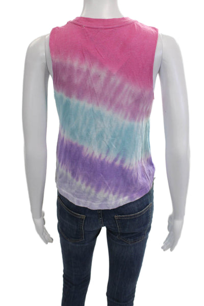 Spiritual Gangster Women Cropped Tank Pink Button Sleeveless Size S