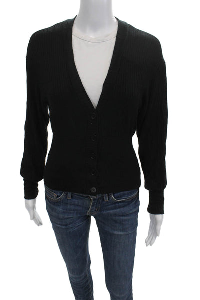 Reformation Unisex Cardigan Black V-Neck Button Long Sleeve Tencel Size XS