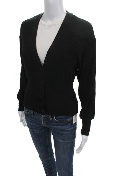 Reformation Unisex Cardigan Black V-Neck Button Long Sleeve Tencel Size XS