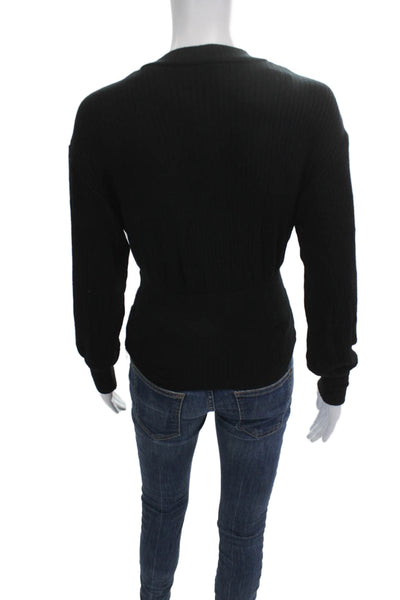 Reformation Unisex Cardigan Black V-Neck Button Long Sleeve Tencel Size XS