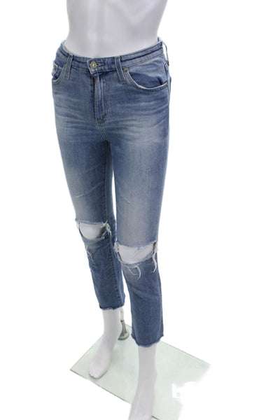 AG Womens Ankle Cropped Jeans Blue Mid Rise Button Fly Size 25