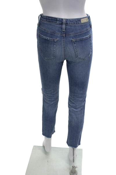 AG Womens Ankle Cropped Jeans Blue Mid Rise Button Fly Size 25