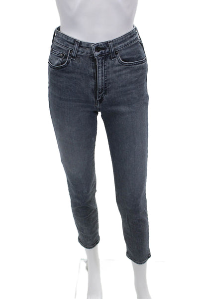 Rag & Bone Womens Ankle Cropped Skinny Jeans Dark Gray Mid-Rise Size 23