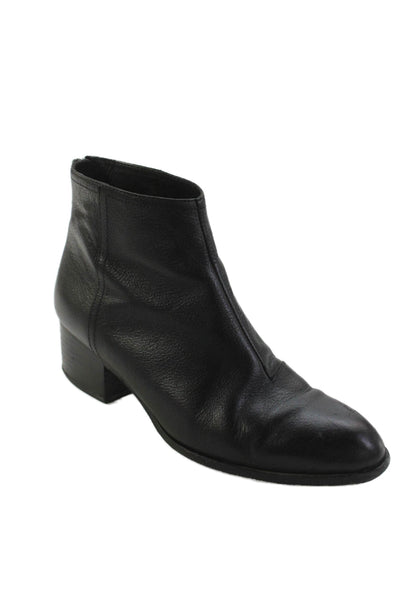 Rag & Bone Women's Round Toe Block Heels Leather Ankle Boots Black Size 36