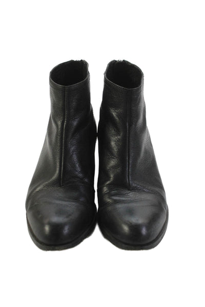 Rag & Bone Women's Round Toe Block Heels Leather Ankle Boots Black Size 36