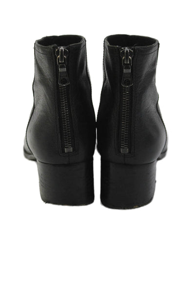 Rag & Bone Women's Round Toe Block Heels Leather Ankle Boots Black Size 36