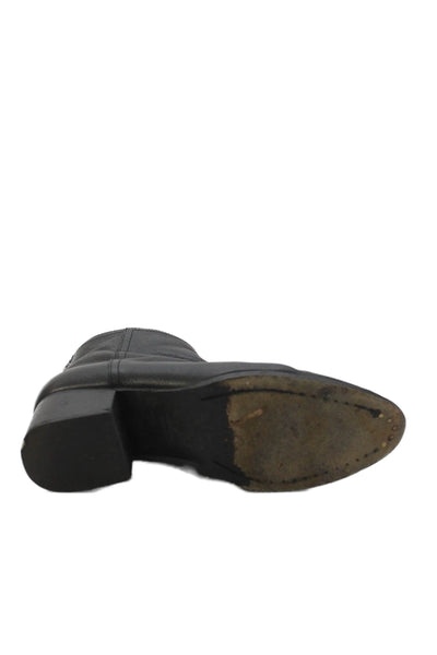 Rag & Bone Women's Round Toe Block Heels Leather Ankle Boots Black Size 36