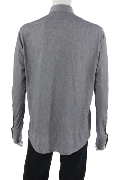 Boss Hugo Boss Mens Dress Shirt Gray Cotton Point Collar Long Sleeve Size L