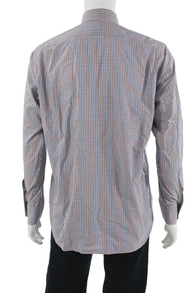 J Crew Mens Plaid Ludlow Button Down Shirt Blue Brown Cotton Size Medium