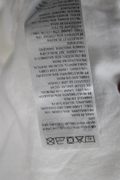 NA-KD Unisex White Floral Drawstring Beach Shorts Cotton Linen Size 36