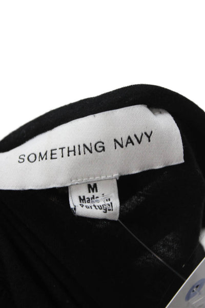 Something Navy Women Cropped Basic Black Short Sleeve Crew Neck T-Shirt Size M