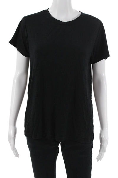 Something Navy Women Black Basic Crew Neck Short Sleeve T-Shirt Size S